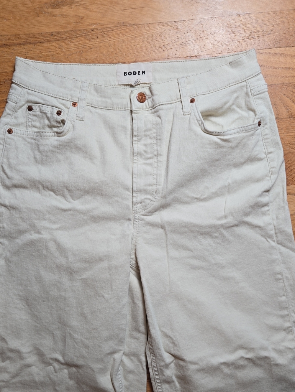 Boden white/ecru high-rise wide leg jeans - Picture 4 of 8